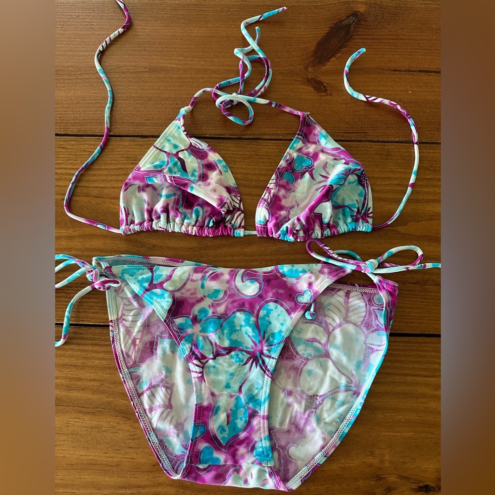 Roxy Pink and Blue Floral Bikini